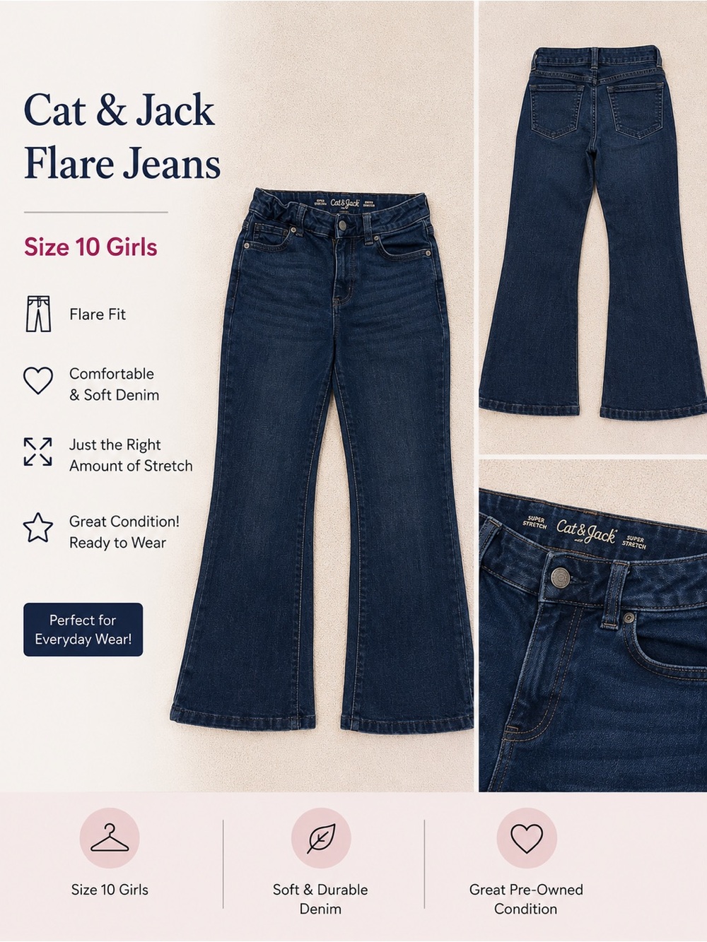 Cat & Jack Dark Blue Flare Jeans